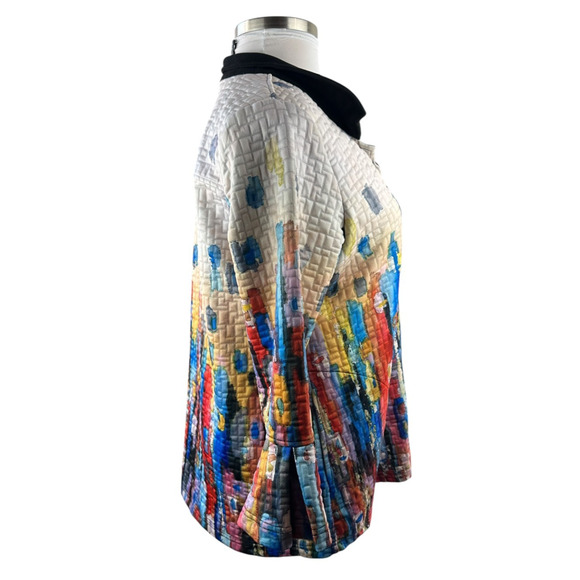 Ali Miles Textured Colorful Modernist Art to Wear Button Front Jacket Size Large - Picture 8 of 12